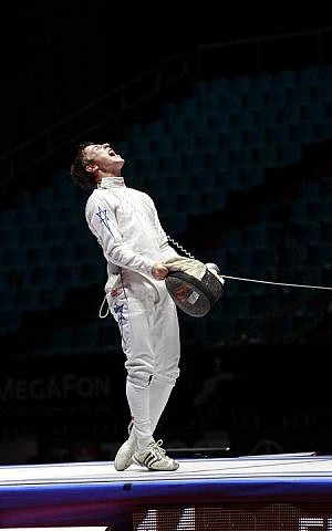 Yuval Freilich reacts after winning the 2012 Cadet World Championships in Moscow. (Photo courtesy of Rachel Freilich) Yuval Freilich reacts after winning the 2012 Cadet World Championships in Moscow. (Photo courtesy of Rachel Freilich)