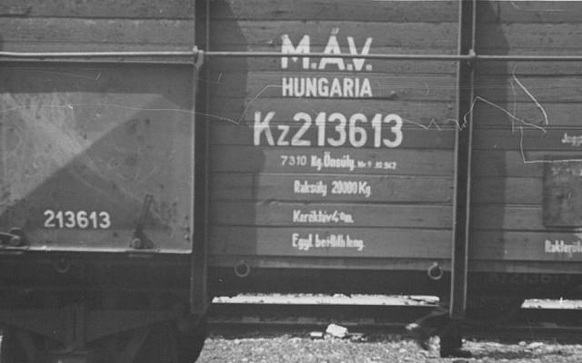 Writing on side of car of the Hungarian Gold Train. (Courtesy National Archives, photo no. 239-PA-1-1-10)