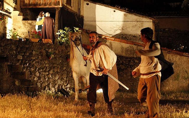Actors portraying converted Jews at a Jewish culture festival in Hervas, Spain, in 2011. (LOS CONVERSOS La Estrella de Hervás via JTA)