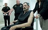 Overland Park JCC shooter Frazier Glenn Cross Jr., also known as Frazier Glenn Miller Jr., appears at his arraignment in New Century, Kansas, April 15, 2014. (photo credit: AP/David Eulitt)