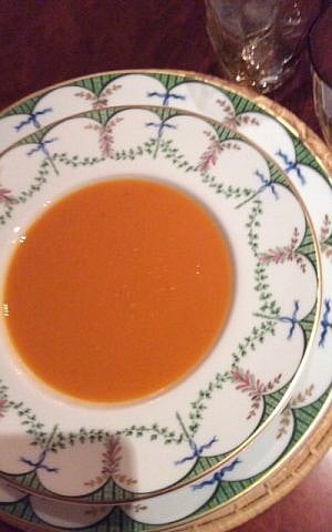 Ginger Carrot Soup, a creamy soup without using cream, can be served at any room temperature. (Courtesy Helen Nash via JTA) Ginger Carrot Soup, a creamy soup without using cream, can be served at any room temperature. (Courtesy Helen Nash via JTA)
