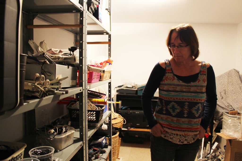Debby Elnatan has a basement workroom in her Jerusalem home where she works on products like the Upsee to help her son, Rotem. (The Times of Israel/Rebecca McKinsey)