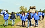 The Israeli delegation seen during a visit to the Treblinka extermination camp in Poland, as they take part in the 'March of the Living' on Friday, April 25, 2014 (photo credit: Yossi Zeliger/Flash90)