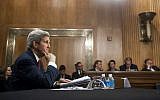 US Secretary of State John Kerry testifies before the Senate Foreign Relations Committee on Capitol Hill in Washington, DC, April 8, 2014.  (AFP/Saul LOEB)
