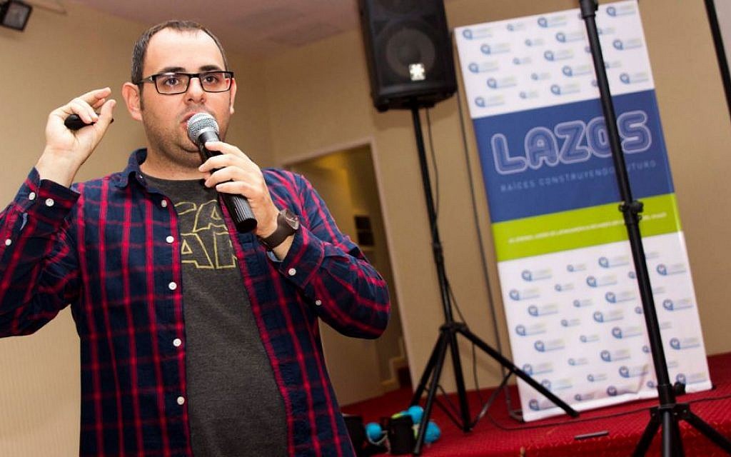 Victor Rottenstein, head of SEO operations at Mercado Libre, gives a presentation on April 1, 2014 at a conference convened in Iguazu Falls, Argentina to discuss the problem of shrinking Jewish communities in Latin America. (Courtesy of Lazos via JTA) Victor Rottenstein, head of SEO operations at Mercado Libre, gives a presentation on April 1, 2014 at a conference convened in Iguazu Falls, Argentina to discuss the problem of shrinking Jewish communities in Latin America. (Courtesy of Lazos via JTA)