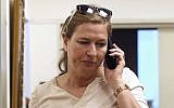 Israeli Justice Minister and chief negotiator with the Palestinians Tzipi Livni arrives to attend the weekly cabinet meeting in Jerusalem, Sunday, April 6, 2014. (photo credit: AP Photo/Gali Tibbon, Pool)