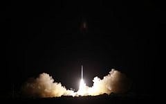 Israel's Ofek-10 satellite takes off from Palmachim air base in central Israel on April 9, 2014. (Ministry of Defense and Israel Aerospace Industries)