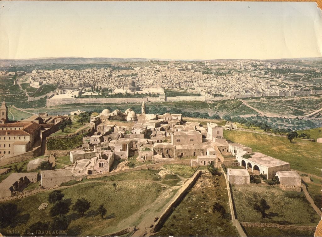 Jerusalem's Old City and Temple Mount from the Russian Orthodox Church on the Mount of Olives (undated) (photo credit: © DEIAHL, Jerusalem) Jerusalem's Old City and Temple Mount from the Russian Orthodox Church on the Mount of Olives (undated) (photo credit: © DEIAHL, Jerusalem)