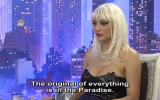 One of Harun Yahya's 'kittens' on his television show. (screen capture: YouTube)