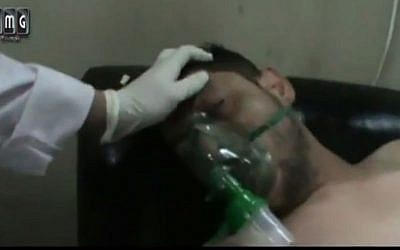 YouTube footage posted April 16 purporting to show victims of a poison gas attack by Syrian President Bashar Assad's forces (Screen capture: YouTube)