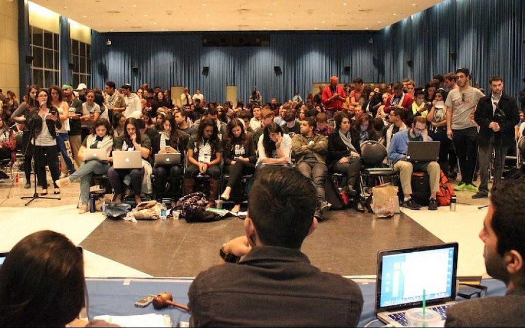 Members of UCLA’s student government listen to supporters and opponents of a divestment resolution targeting Israel, February 26, 2014. (Courtesy of StandWithUs) Members of UCLA’s student government listen to supporters and opponents of a divestment resolution targeting Israel, February 26, 2014. (Courtesy of StandWithUs)