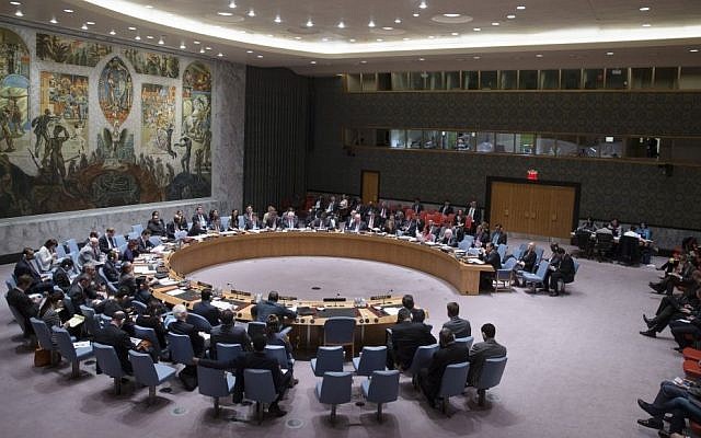 The UN Security Council, April 2014. (photo credit: AP Photo/John Minchillo)