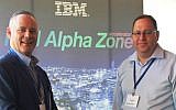 Nathan Low (L) and Dror Pearl at the inauguration event for the IBM Alpha Zone accelerator (Photo credit: Courtesy)