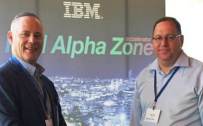 Nathan Low (L) and Dror Pearl at the inauguration event for the IBM Alpha Zone accelerator (Photo credit: Courtesy)