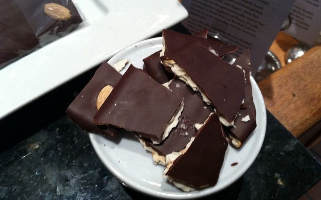 Chocolate matzah brickle makes for bite-size treats. (Mark Hurvitz via JTA)