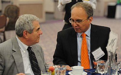 AJC Washington Regional Office Board member Stephen Horblitt shares a seder table with Macedonian Ambassador Zoran Jolevsky.  (Courtesy: AJC)