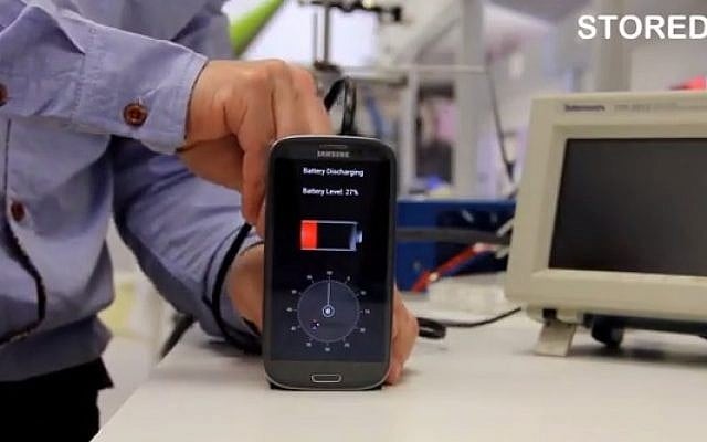 StoreDot's 30-second smartphone charger (photo credit: YouTube screenshot)