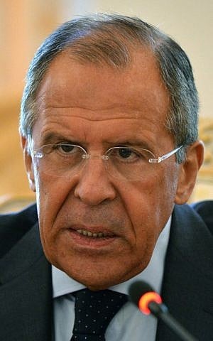 Russian Foreign Minister Sergei Lavrov speaks in Moscow on May 19, 2014. (photo credit: AFP/Yuri Kadobnov)