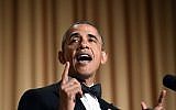 US President Barack Obama tells jokes during the White House Correspondents’ Association Dinner on May 3, 2014 in Washington, DC. (AFP/Jewel Samad)