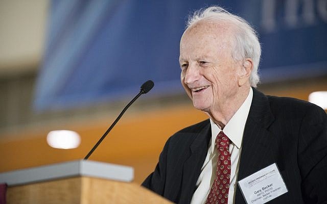 Gary Becker speaking in 2012. (photo credit: courtesy Becker Friedman Institute) Gary Becker speaking in 2012. (photo credit: courtesy Becker Friedman Institute)