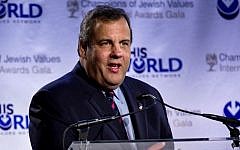 Keynote speaker New Jersey Gov. Chris Christie addresses attendees at the Second Annual Champions of Jewish Values Awards Gala in New York Sunday, May 18, 2014.. (Photo credit: AP/Craig Ruttle)