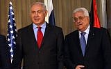 Prime Minister Benjamin Netanyahu (left) and Palestinian Authority President Mahmoud Abbas at Netanyahu's residence in Jerusalem, September 15, 2010. (Kobi Gideon/Flash90)