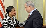 Prime Minister Benjamin Netanyahu meets with Susan Rice, United States National Security Adviser, at the Prime Minister's Office in Jerusalem on May 7, 2014. (Matty Stern/US Embassy TLV/Flash90)