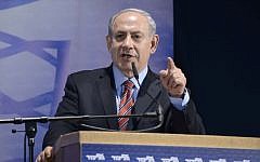 Prime Minister Benjamin Netanyahu speaks at the 4th Likud Party conference  in Tel-Aviv. May 07, 2014. (photo credit: Tomer Neuberg/FLASH90)