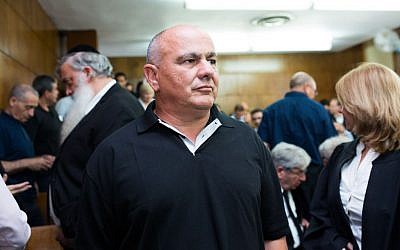 Danny Dankner seen at the District Court in Tel Aviv ahead of his sentence in the Holyland trial May 13, 2014. (Photo by Yotam Ronen/POOL/Flash90)