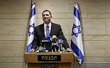 Speaker of the Knesset Yuli Edelstein on May 19 announces that elections for presidency will take place on June 10. (photo credit: Hadas Parush/Flash90)