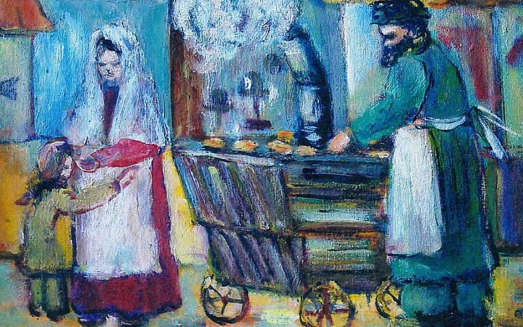 Ruth Arembud’s painting of a Lower East Side vendor will be displayed at the Eldridge Street Synagogue. (Courtesy Museum at Eldridge Street/JTA) Ruth Arembud’s painting of a Lower East Side vendor will be displayed at the Eldridge Street Synagogue. (Courtesy Museum at Eldridge Street/JTA)