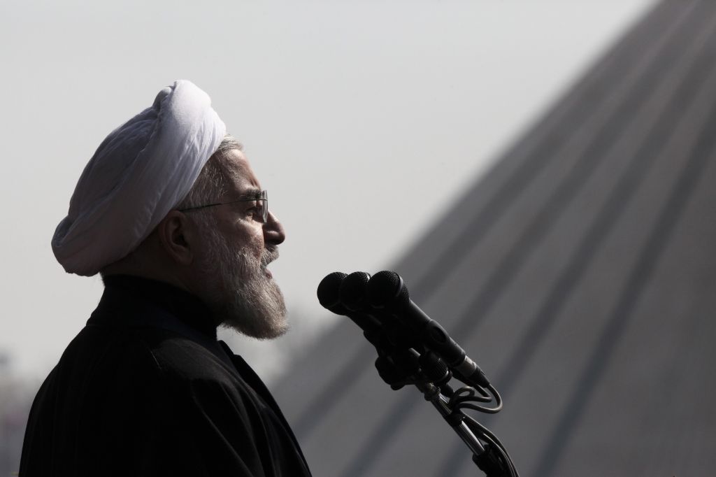 In this Tuesday, February 11, 2014 file photo, Iranian President Hassan Rouhani, delivers a speech during an annual rally commemorating anniversary of the 1979 Islamic revolution, at the Azadi 'Freedom' Square in Tehran, Iran. (photo credit: AP/Vahid Salemi, File) In this Tuesday, February 11, 2014 file photo, Iranian President Hassan Rouhani, delivers a speech during an annual rally commemorating anniversary of the 1979 Islamic revolution, at the Azadi 'Freedom' Square in Tehran, Iran. (photo credit: AP/Vahid Salemi, File)