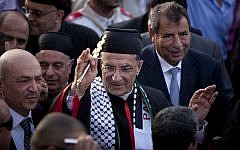 Cardinal Bechara Rai, the first leader of Lebanon's largest Christian sect, the Maronite Catholic Church to visit Jerusalem since Israel captured the city's eastern sector, arrives to attend a mass in the West Bank town of Beit Sahour, near Bethlehem, Tuesday, May 27, 2014. (photo credit: AP Photo/Majdi Mohammed)
