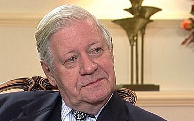 Helmut Schmidt seen in 2001 (photo credit: Nvpswitzerland/Wikimedia Commons/File)