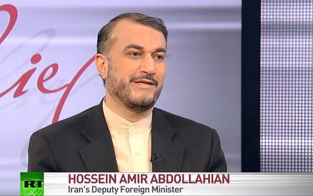 Iran's Deputy Foreign Minister Hossein Amir Abdollahian. (screen capture: YouTube/RT) Iran's Deputy Foreign Minister Hossein Amir Abdollahian. (screen capture: YouTube/RT)