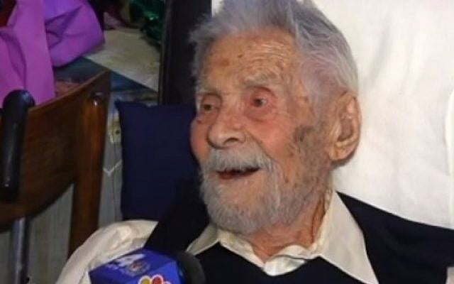 The oldest man in the world, 111-year-old Holocaust survivor Alexander Imich, in an interview with NBC News, May 2014 (screen capture: YouTube) The oldest man in the world, 111-year-old Holocaust survivor Alexander Imich, in an interview with NBC News, May 2014 (screen capture: YouTube)