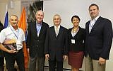 (L. to R.) David Yafeh, project director of the Netanya Municipality; Glen Mayfield, CEO and founder of River Cities Capital Funds; Eli Dalel, deputy mayor of Netanya; Tammy Riddle,  REDI Cincinnati; Tim Schigel, CEO of Cintrifuse Funds (Photo credit: Courtesy)