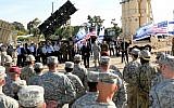 Then-US secretary of defense Chuck Hagel speaks to Israeli and US soldiers during a joint exercise called Juniper Cobra 14, May 2014. (Matty Stern/US Embassy/Flash90)