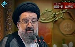Ayatollah Ahmad Khatami delivers a Friday sermon in Tehran in April 2014. (MEMRI TV)