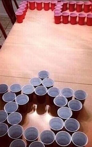 Screenshot from a report on Fox4 in Florida displaying a picture of the Jews vs Nazis beer pong drinking game tweeted by high school kids. 