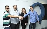 L to R: Rotem and Omri Shor (MediSafe) and Merav and Mony Hassid (Qualcomm Ventures) pose after MediSafe was awarded Qualcomm Ventures' QPrize for start-up excellence (Photo credit: Courtesy)