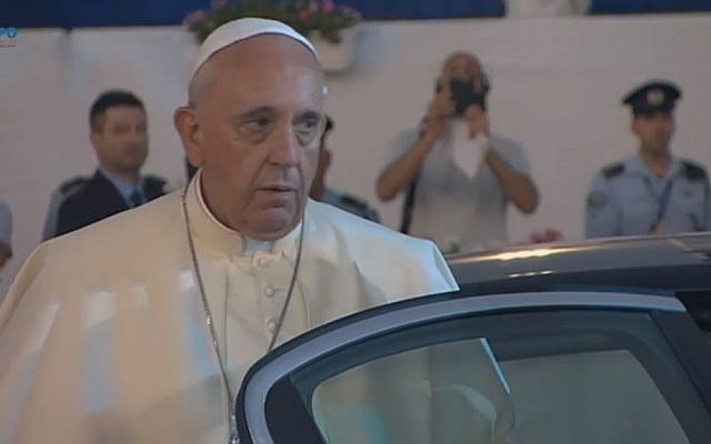 Francis arriving at the airport. (Screen capture: GPO)