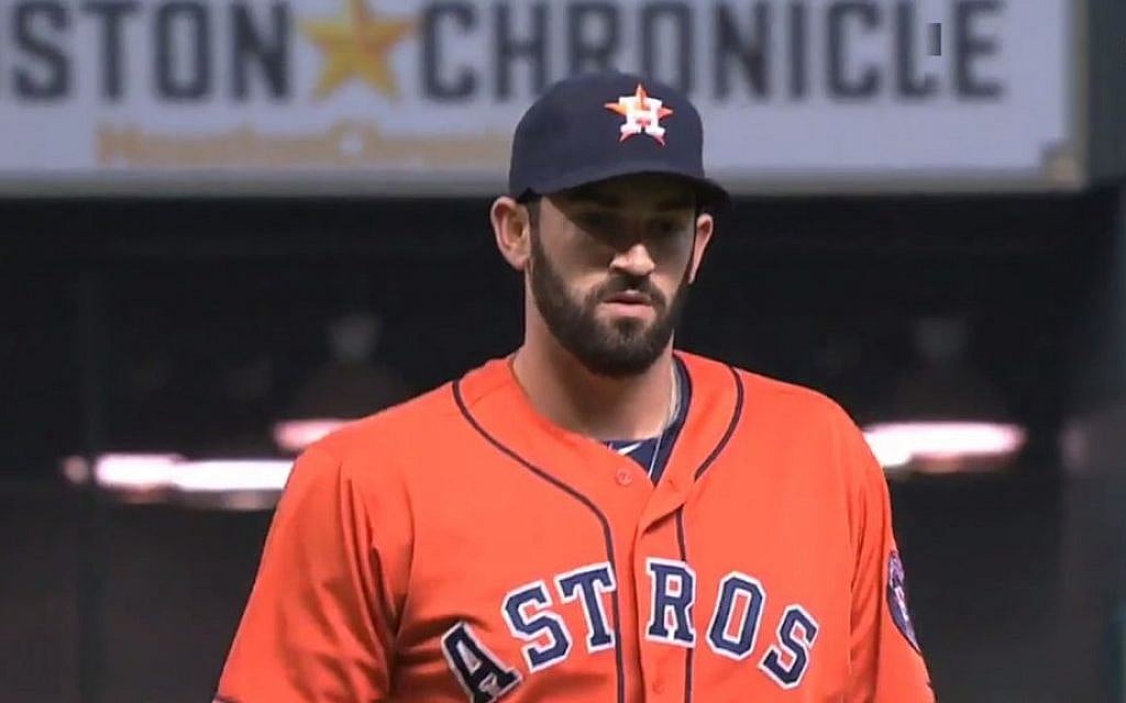 Josh Zeid pitching a game for the Houston Astros. (screen capture: YouTube)