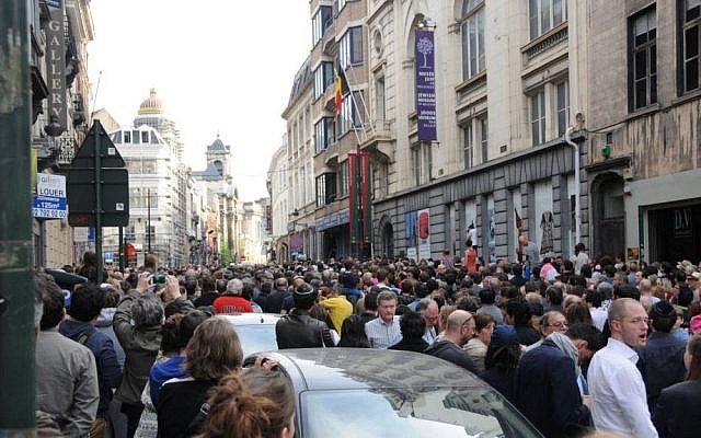A silent protest at Belgium's Jewish Museum Sunday, May 25, 2014, the day after a deadly shooting. (Surya Jonckheere) A silent protest at Belgium's Jewish Museum Sunday, May 25, 2014, the day after a deadly shooting. (Surya Jonckheere)