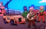 Frame from Simpsons episode "New Kids on the Blecch" showing a jeep bearing a Syrian opposition flag from 2001, 10 years before the outbreak of the civil war. (screen capture: YouTube)