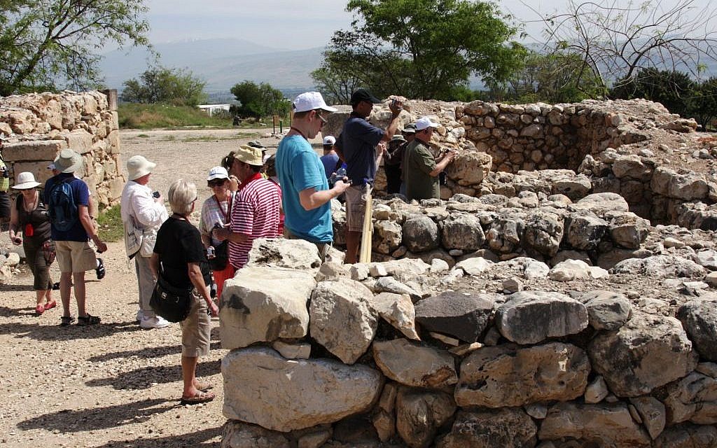 Touring the remains at Tel Hatzor (photo credit: Shmuel Bar-Am)