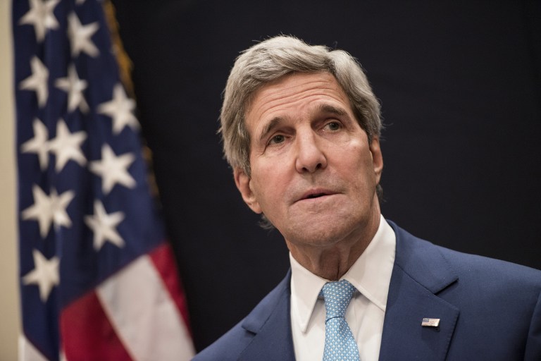 US Secretary of State John Kerry attends a joint press conference with Egypt's Foreign Minister Sameh Hassan Shoukry (unseen) on June 22, 2014 in Cairo. (photo credit: AFP Photo/BRENDAN SMIALOWSKI) US Secretary of State John Kerry attends a joint press conference with Egypt's Foreign Minister Sameh Hassan Shoukry (unseen) on June 22, 2014 in Cairo. (photo credit: AFP Photo/BRENDAN SMIALOWSKI)