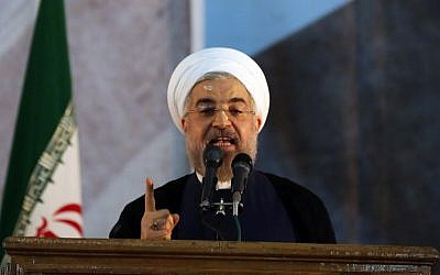 Iranian President Hassan Rouhani delivers a speech in Tehran, June 3, 2014. (photo credit: AFP/ATTA KENARE)