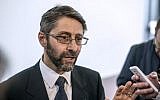 Chief Rabbi of France Haim Korsia speaks to journalists on June 22, 2014, in Paris. (AFP/Fred Dufor)