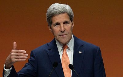 US Secretary of State John Kerry speaks during a press conference on June 13, 2014.  (photo credit: AFP/CARL COURT)